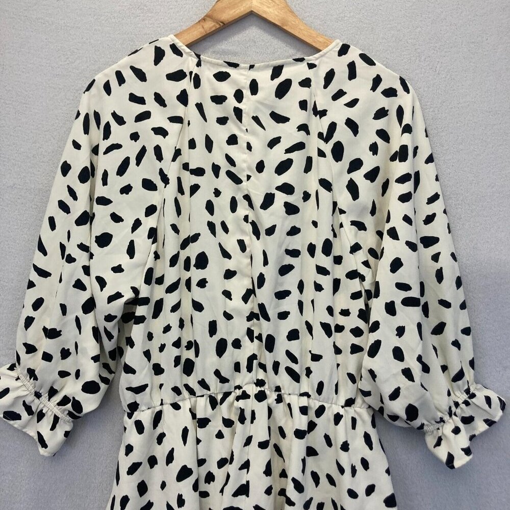 Umgee Dalmatian Tiered Ruffle Dress Size Large White Polka Dot 3/4 Sleeve Spring - Picture 13 of 13